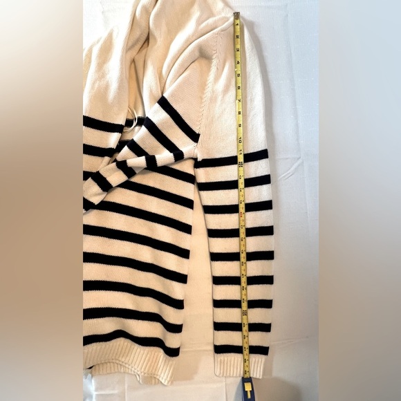 Talbots Open Front Striped Long Sleeve Cashmere Blend Women’s Cardigan Sweater M - Picture 10 of 11